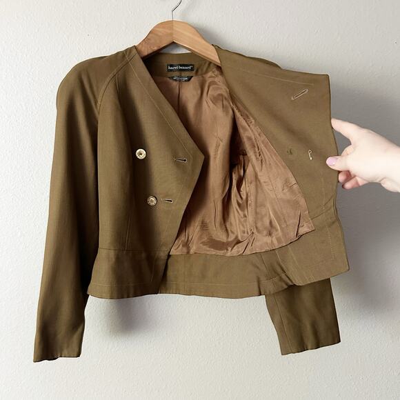 Harve Benard Golden Green Short Double Breasted Military Jacket Women's Size 6 - Picture 8 of 12